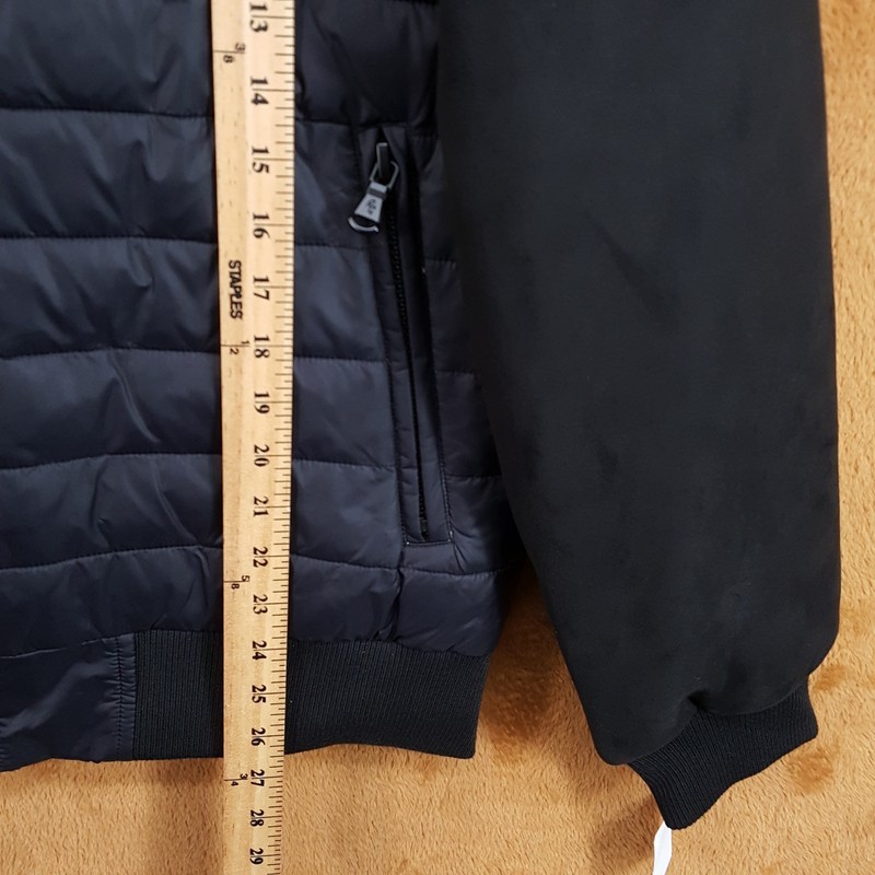 Robert Graham Bomber Jacket Mens Medium Black Quilted Faux Suede Sleeve $298