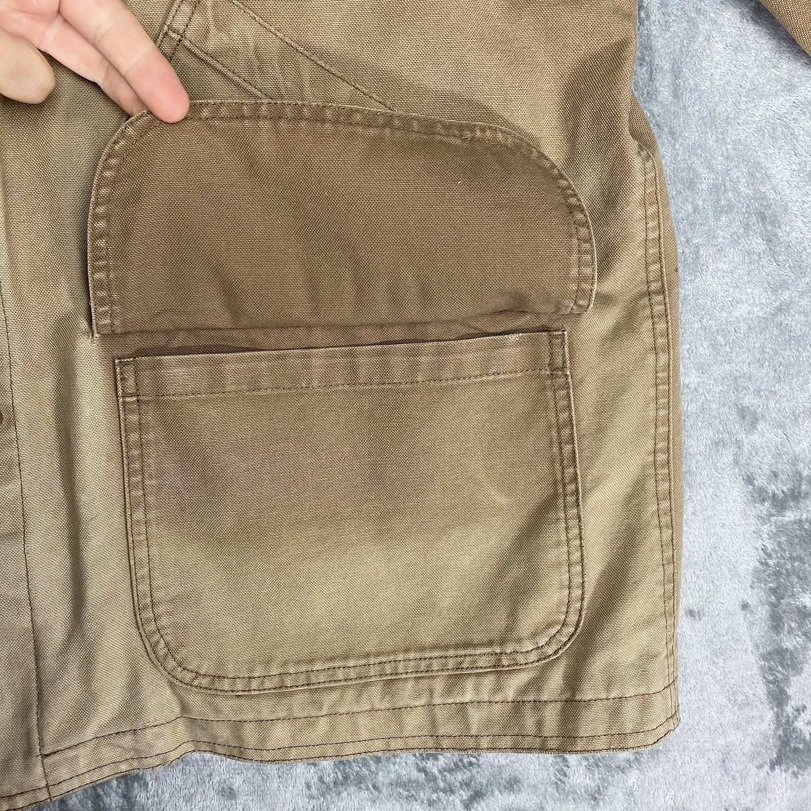 Vtg Lands End Jacket Mens Sz XL Tan Field Barn Chore Coat Corduroy Thrashed Fade