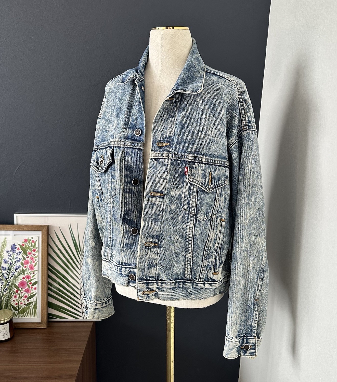 Vintage Levis Jacket Blue Acid Wash Denim Cotton Made In USA 90s Unisex Adults L