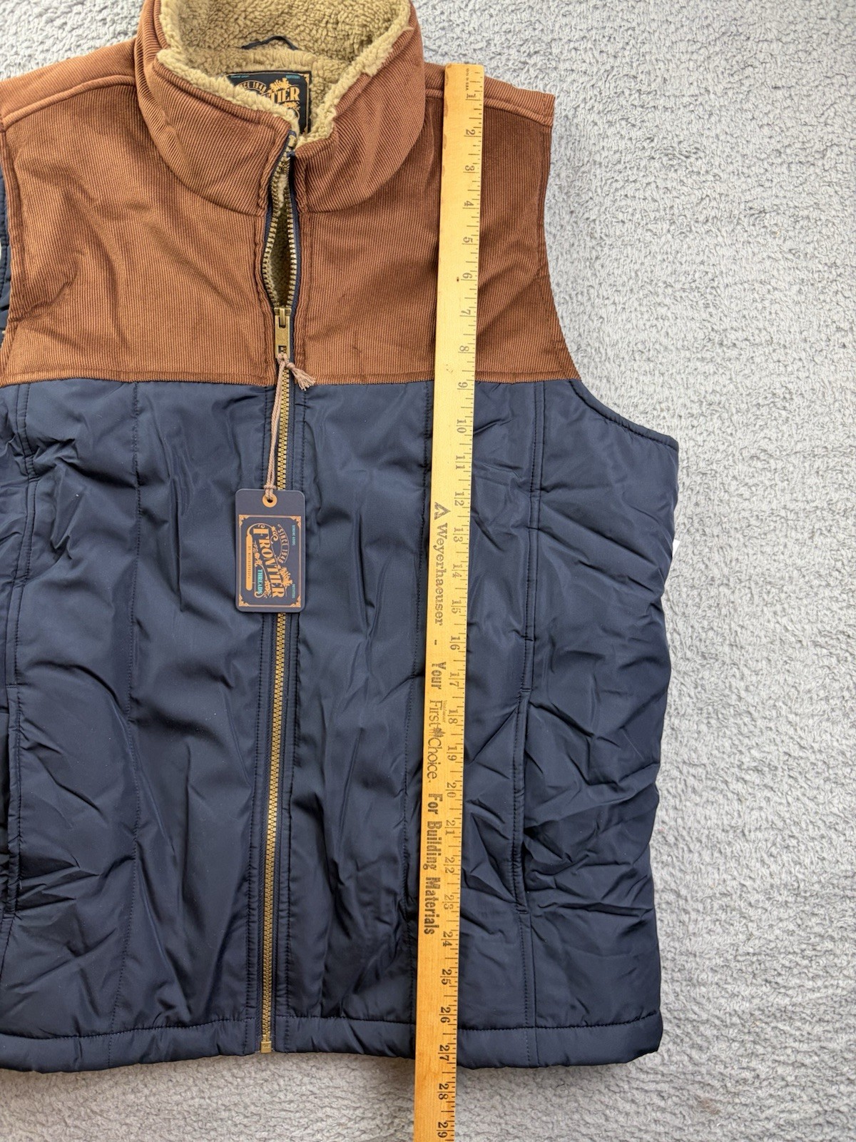 Frontier Threads Vest Mens Large Blue Corduroy Sherpa Lined Quilted Outdoor