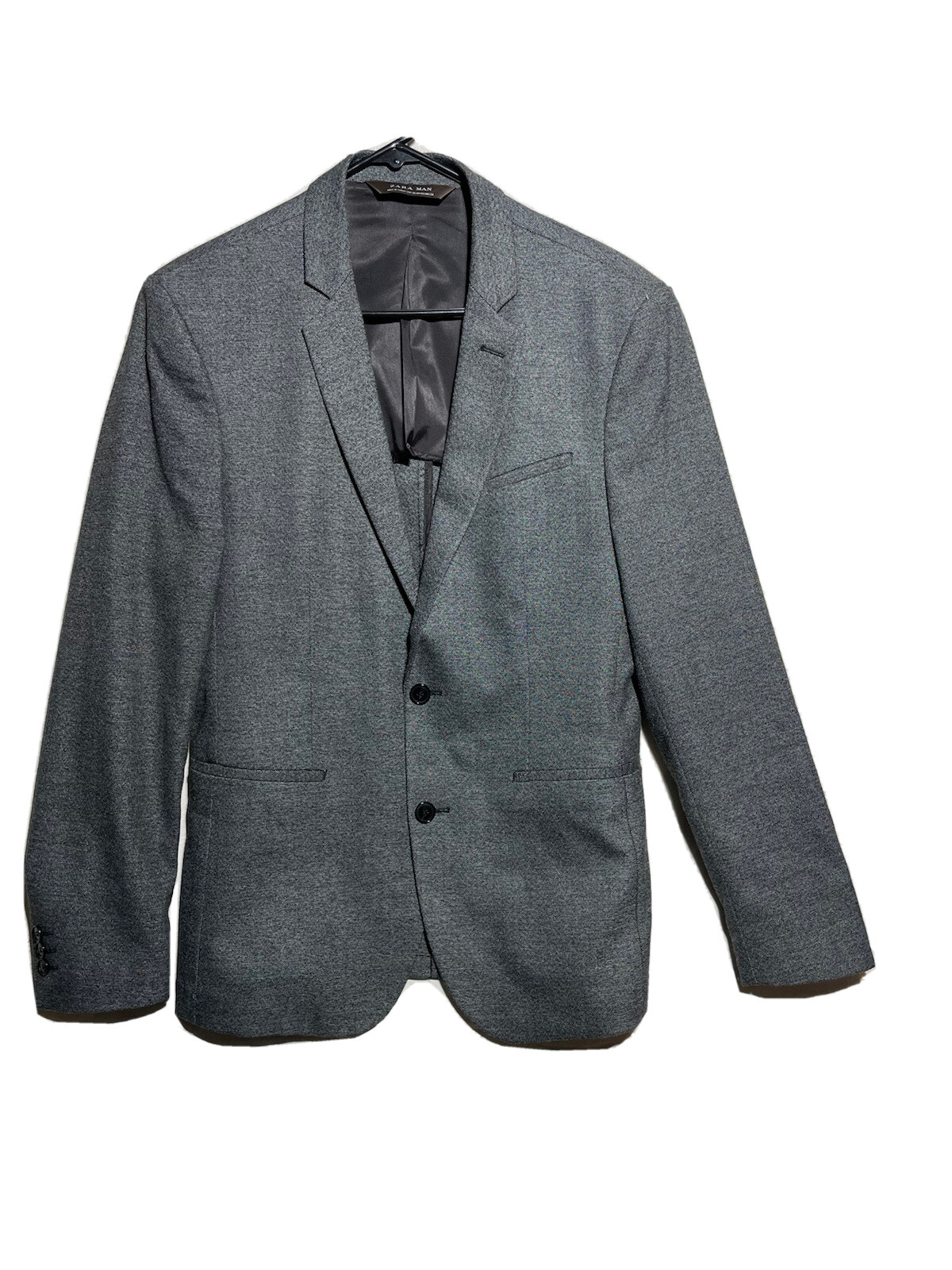 Zara Man Wool Blazer Grey Dark Wash Men’s Size 40 Pockets Dry Clean Only