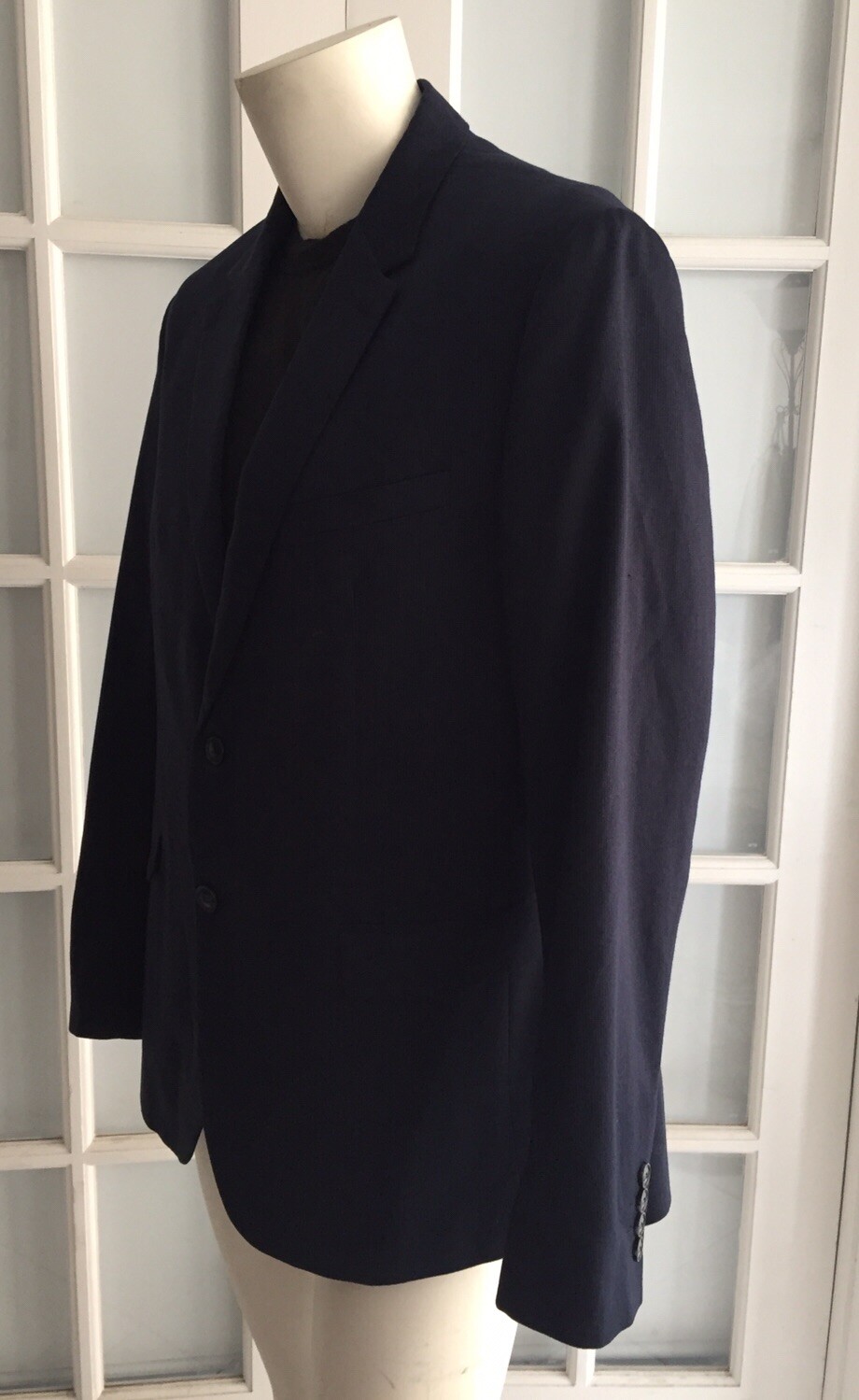 NEW ZARA MAN Navy Blue STRIPED SUIT JACKET BLAZER Long Sleeve Size 36 #B1211