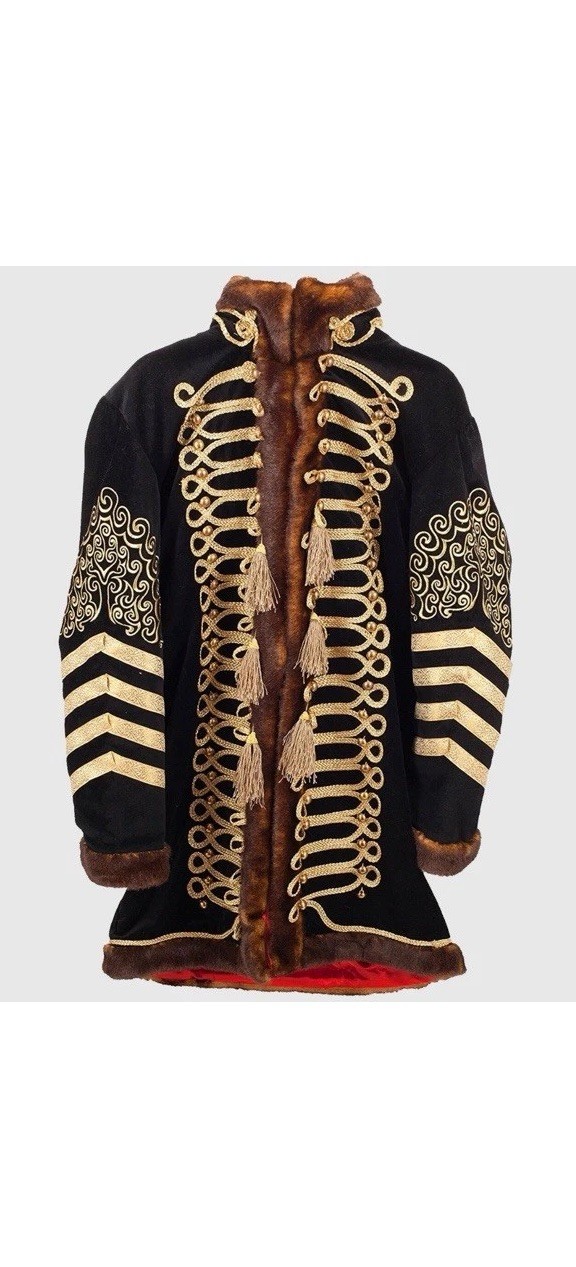 Jimi Hendrix Style Military Jacket Size Medium. Black Wool With Red Interior
