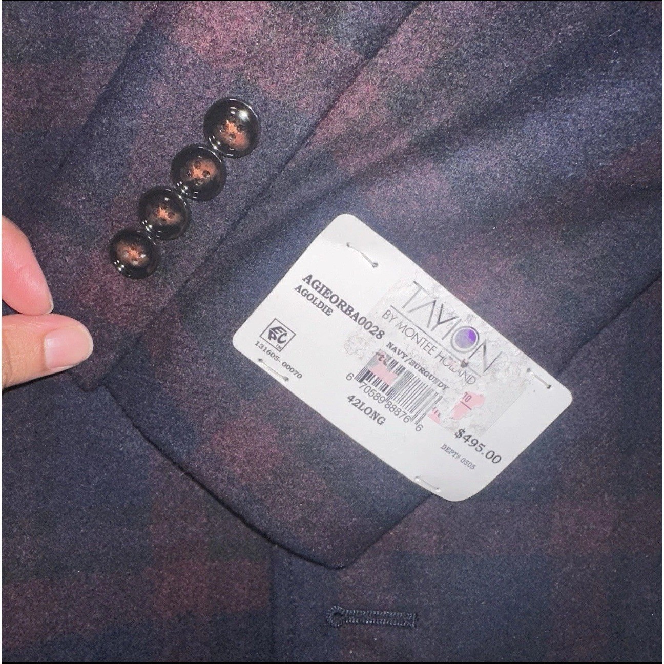 NEW Tayion Collection Overcoat Men Sz 42L Navy Plaid Wool Luxury Winter MSRP$495
