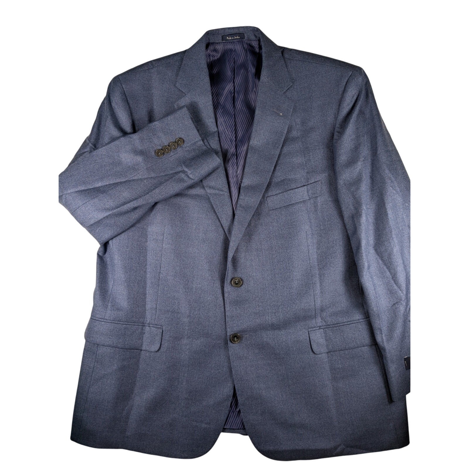 Turnbury Mens Made in Jordan Gray Two Button Blazer Jacket Business Attire