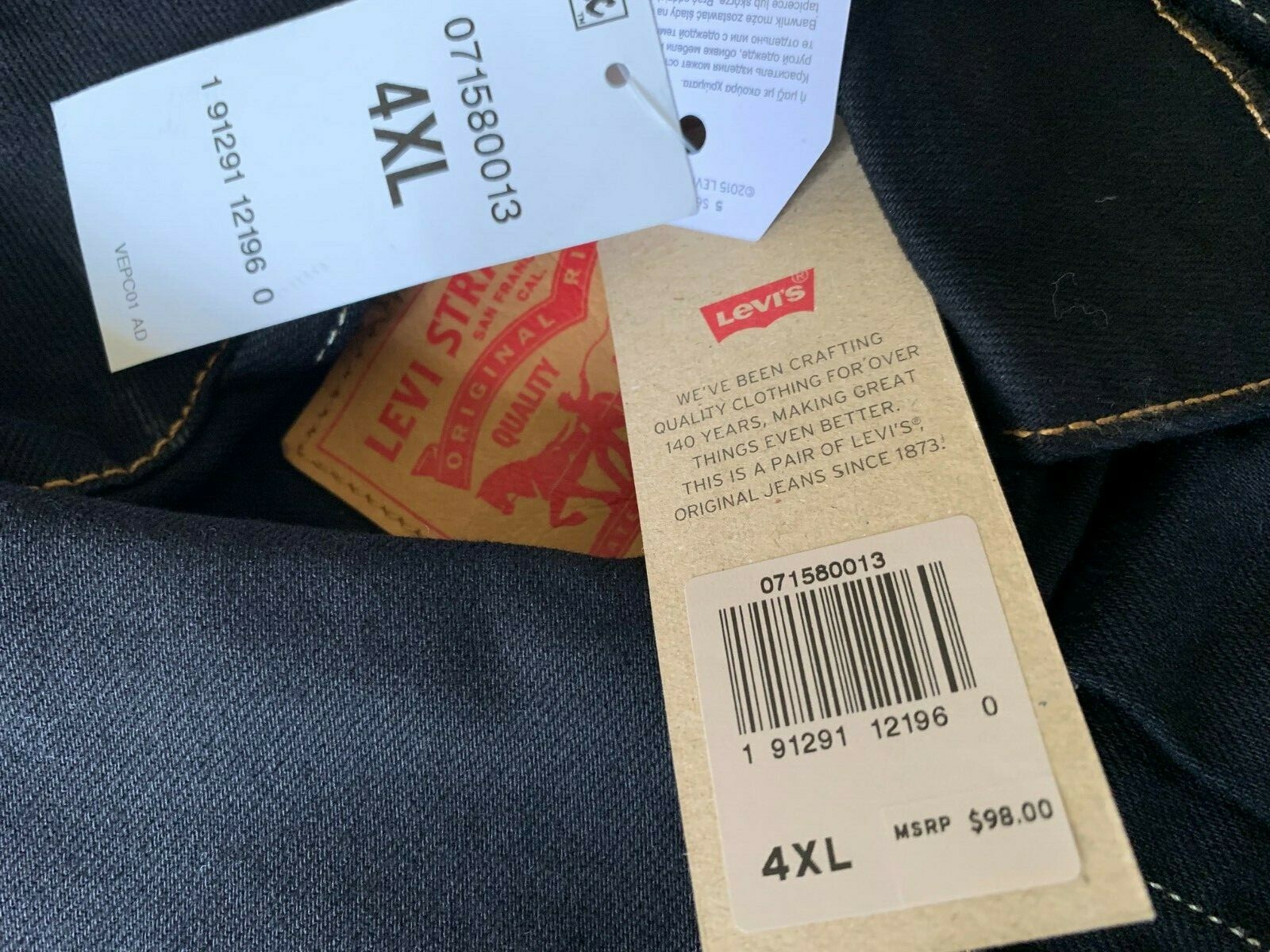 Levi’s Trucker Jacket Black Big & Tall Sizes 4XL RT$98 NWT A8