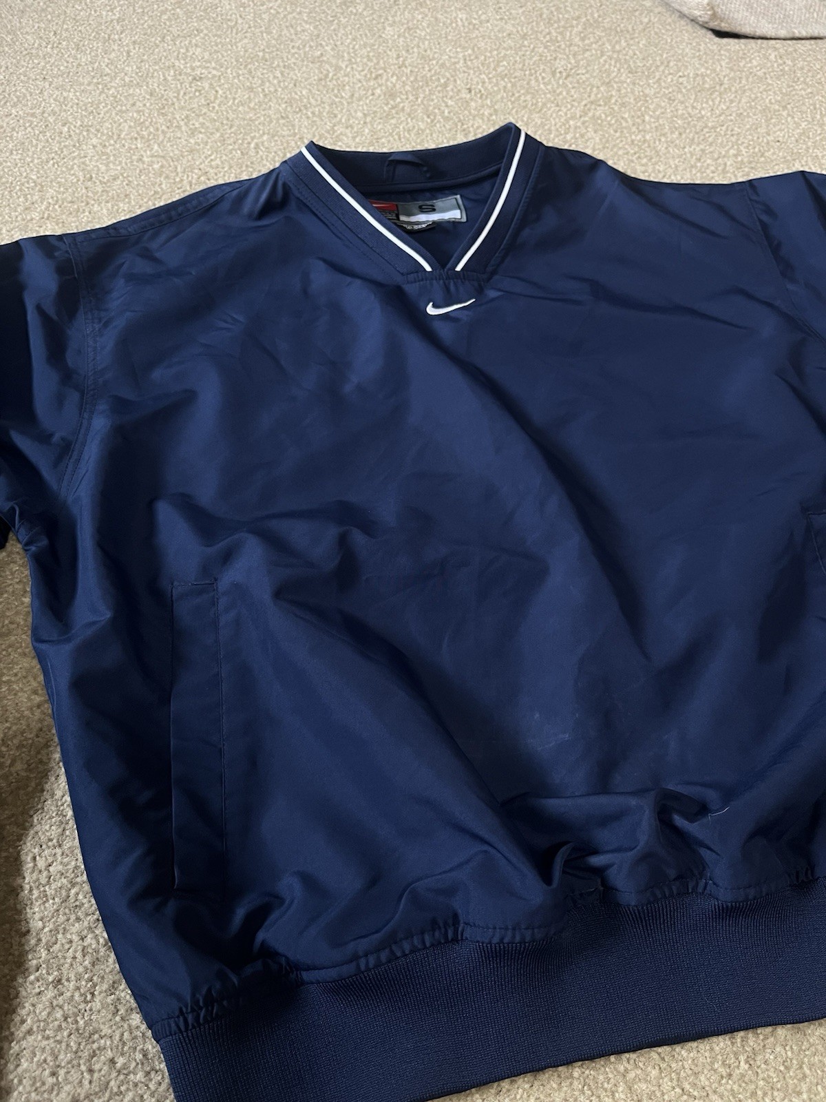 Vintage Nike Team Windbreaker Men S Navy Blue Pullover V Neck