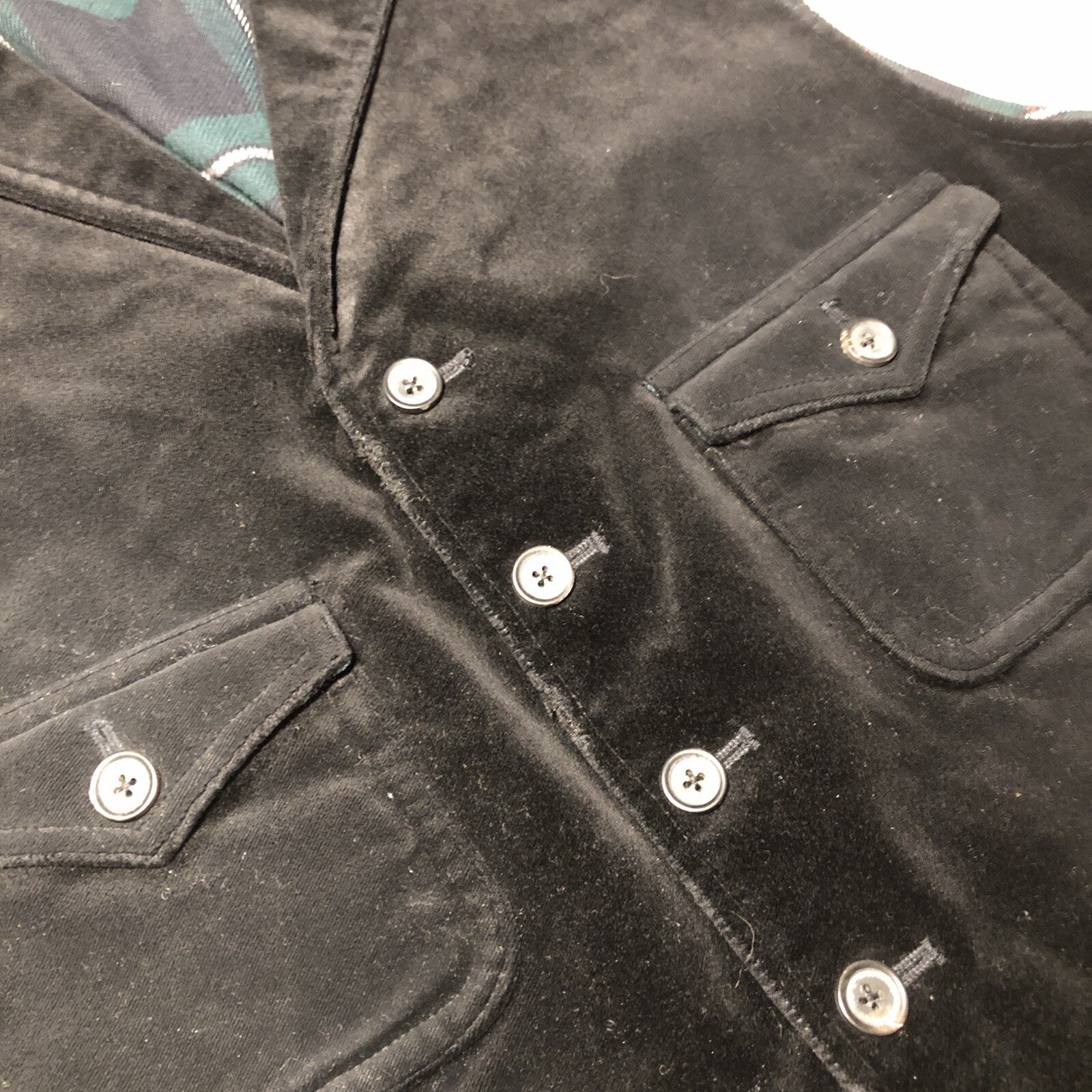 Mens POLO RALPH LAUREN Waistcoat Vest Suit Black Velvet XL Distressed