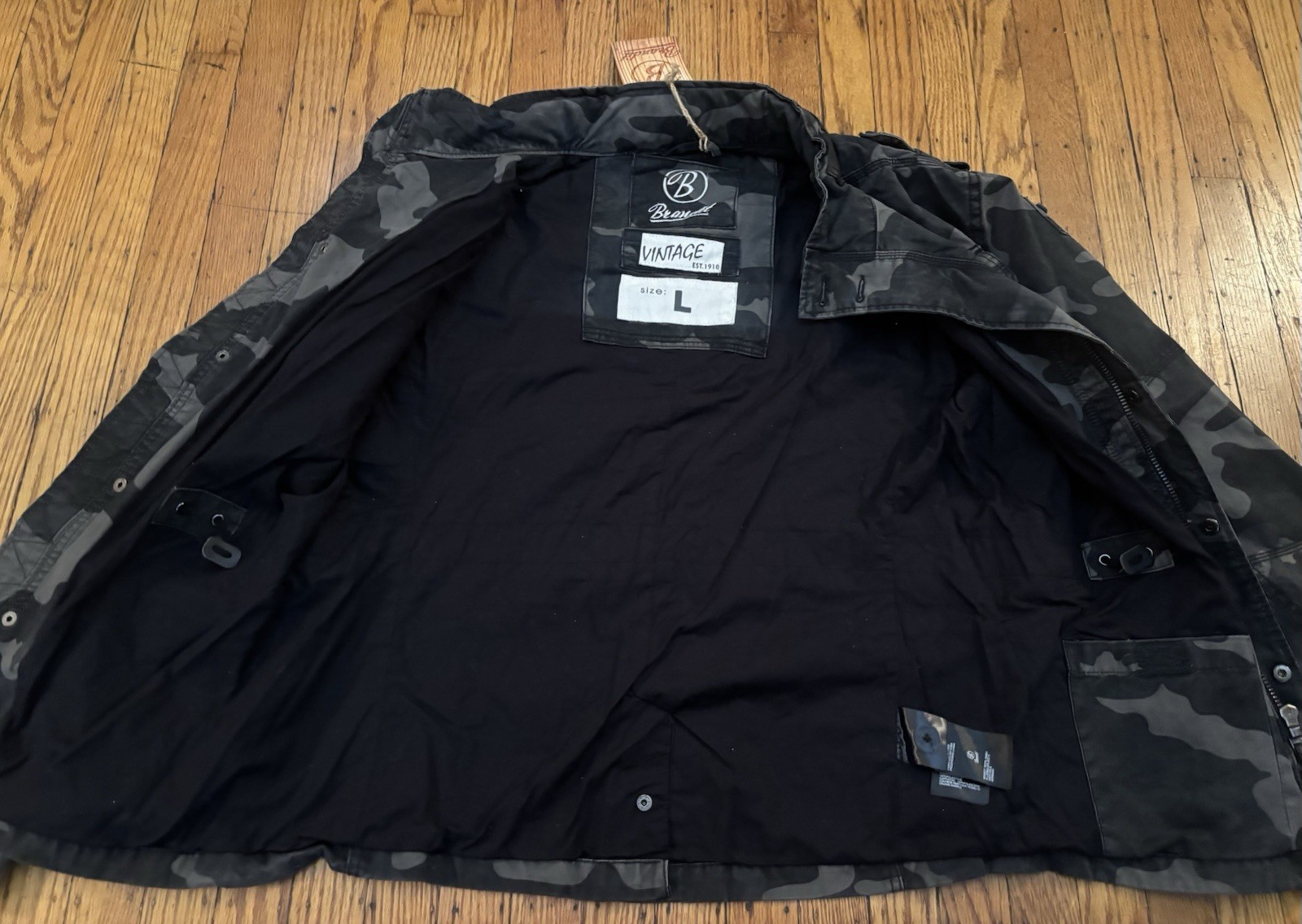Men’s Brandit Vintage Britannia Camo Military Jacket Size L NWT