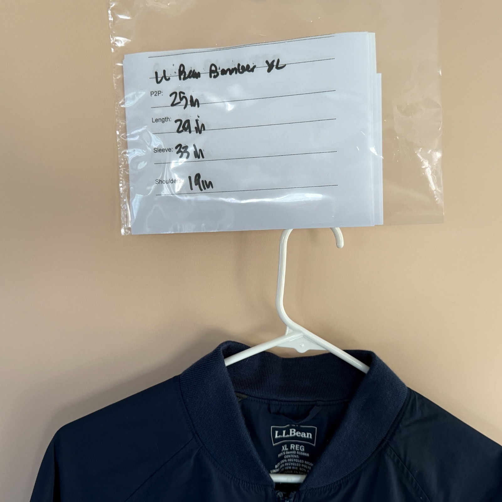 LL Bean All Season Full Zip Bomber Jacket Blue Men’s Size XXL 2XL