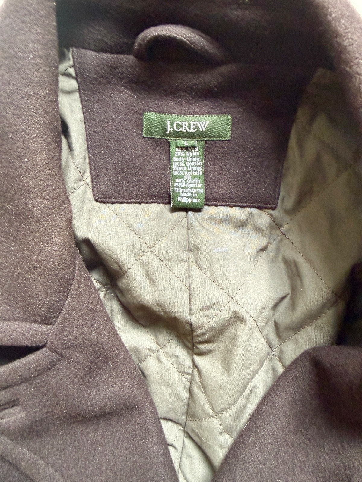 J.Crew Coat Mens Large Blue Wool Peacoat Quilted Lined Winter