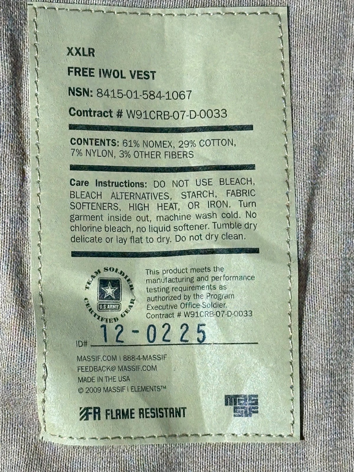 NEW – US Military OCP FREE IWOL Vest Flame Resistant FR Genuine Army Issue