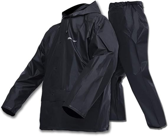 Impermeables Para La Lluvia Hombre Mujer Con Capucha Negro Impermeable NUEVO US