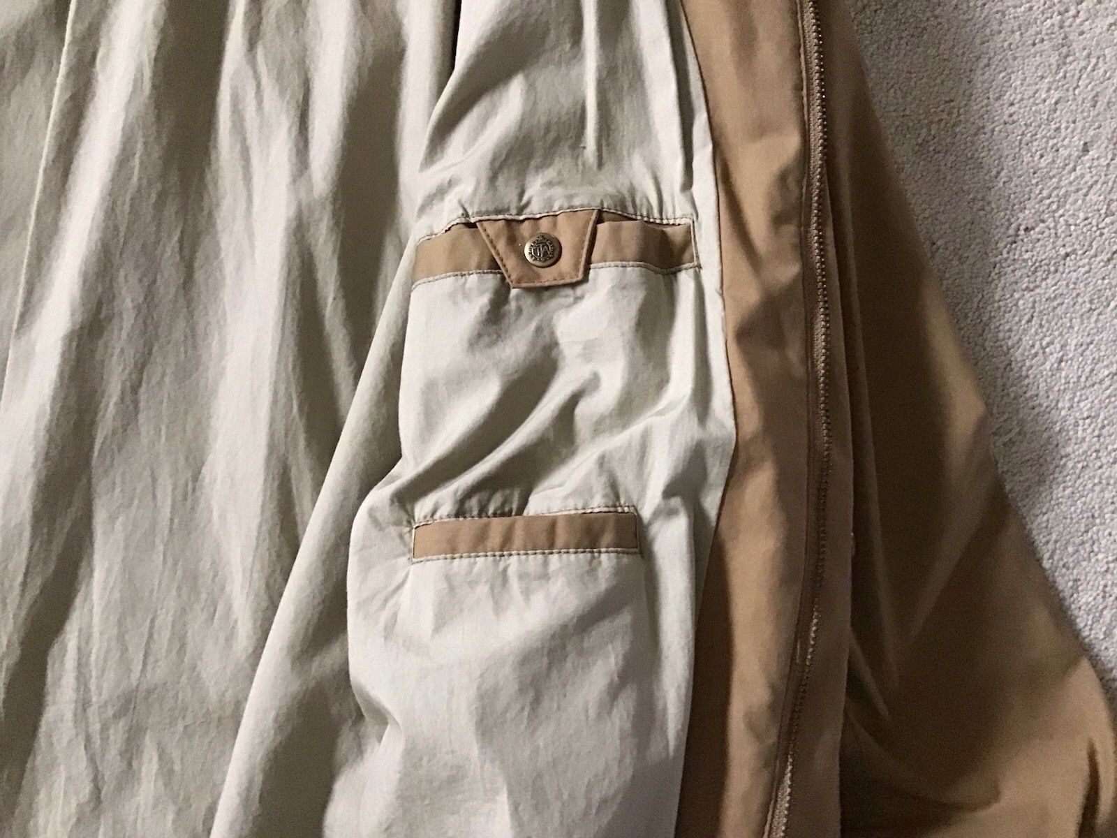 THE TERRITORY AHEAD Men’s Size L Khaki Brown Belted Trench Coat W/Stowaway Hood