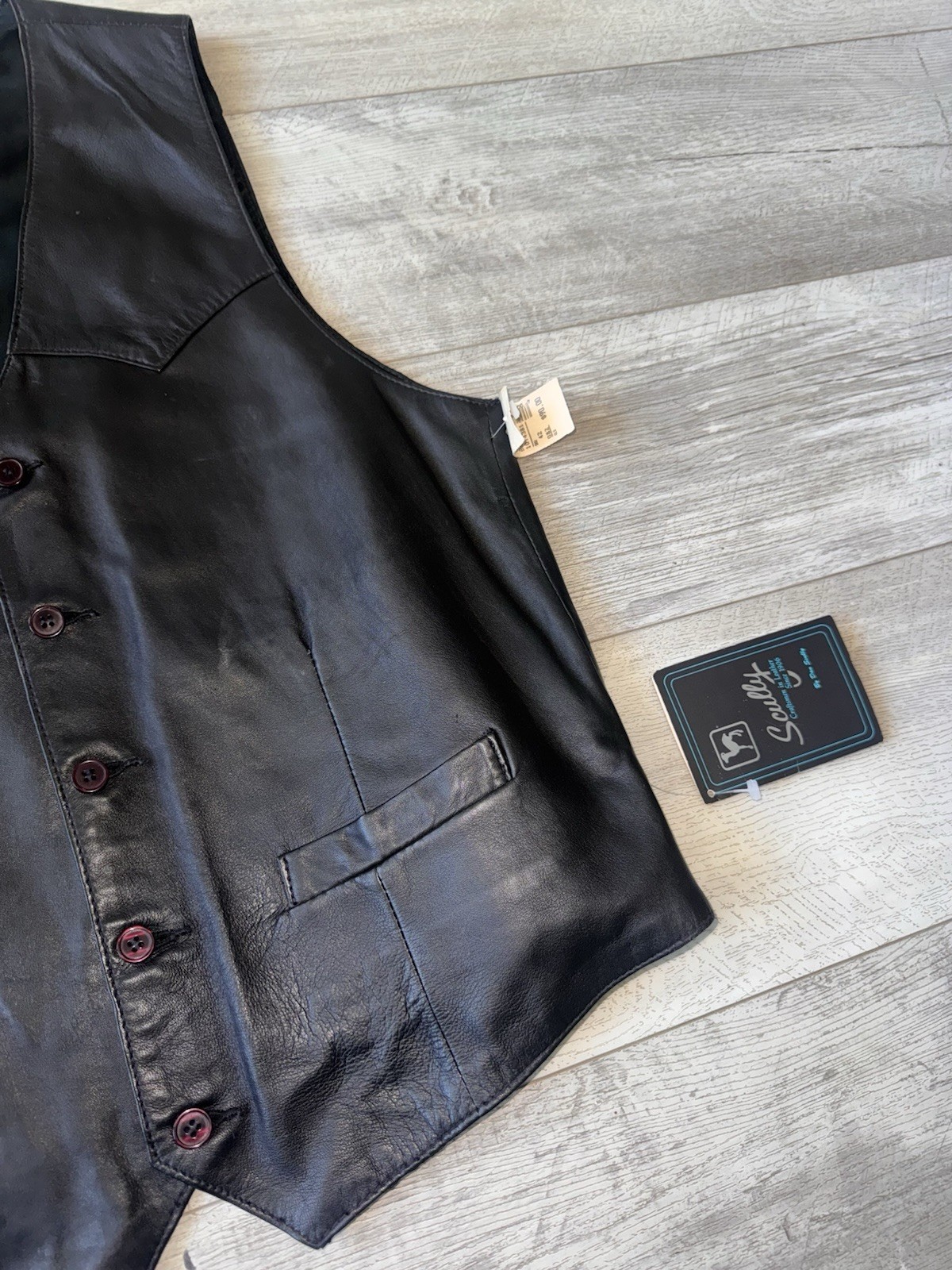 Scully authentic black Leather western suit waistcoat vest 42 nwt new