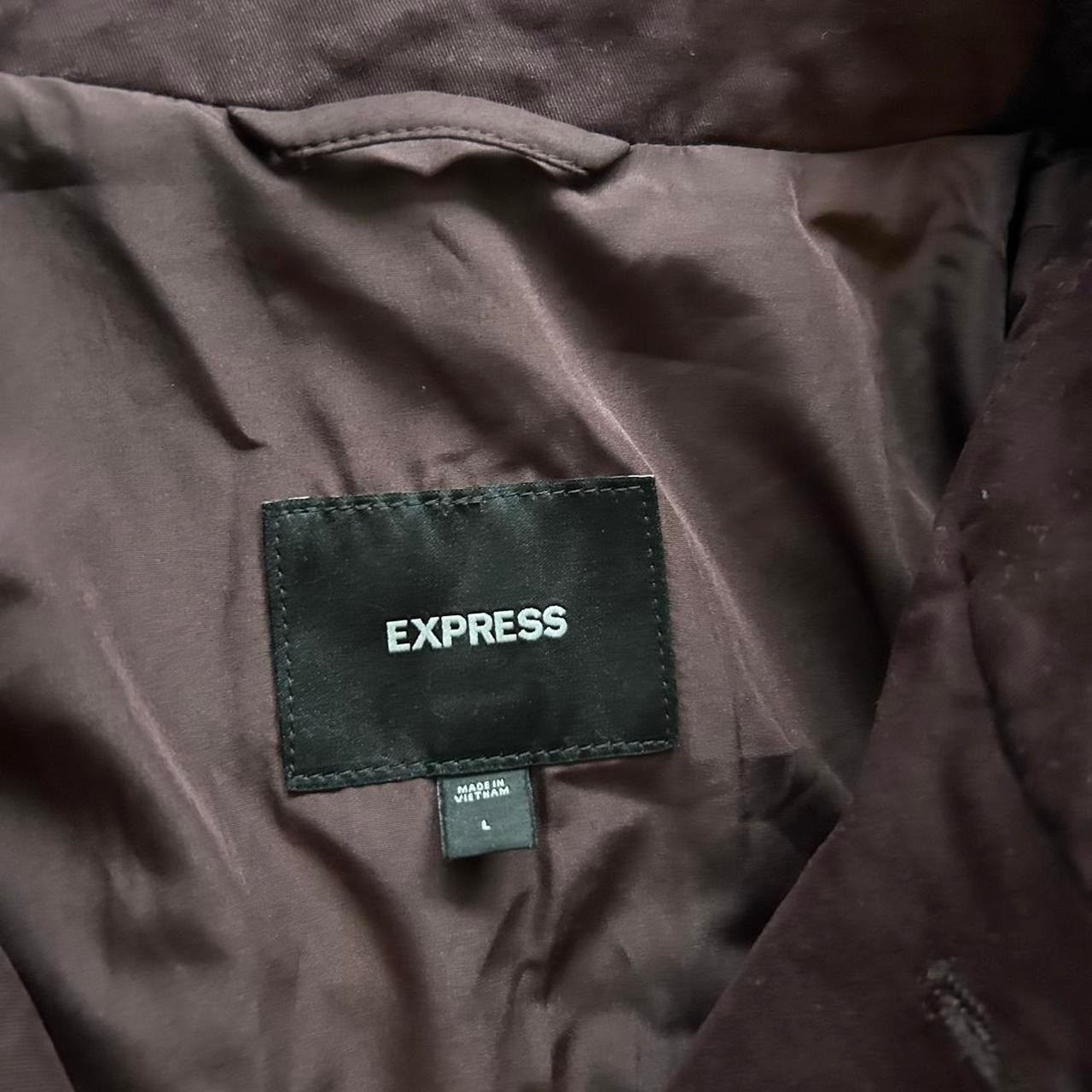 Burgundy Mens SZ L Express Button Up Coat Jacket Shirt Cotton Spandex Blend