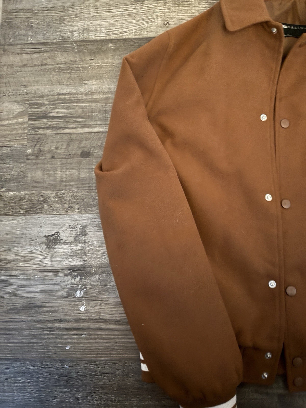 CIRCOLO 1901 Brown Varsity Jacket Snap/Button Front West Virginia Patches MEDIUM