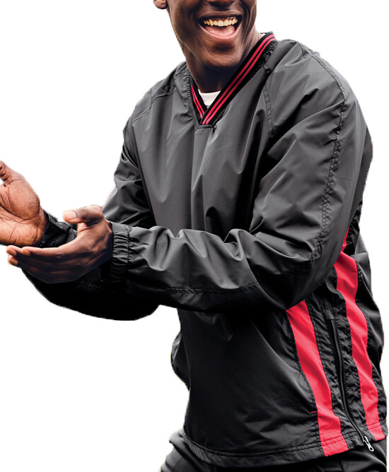 Mens Wind Shirt Windbreaker Jacket Lined V-Neck Pockets Pullover XS-XL 2X 3X 4X