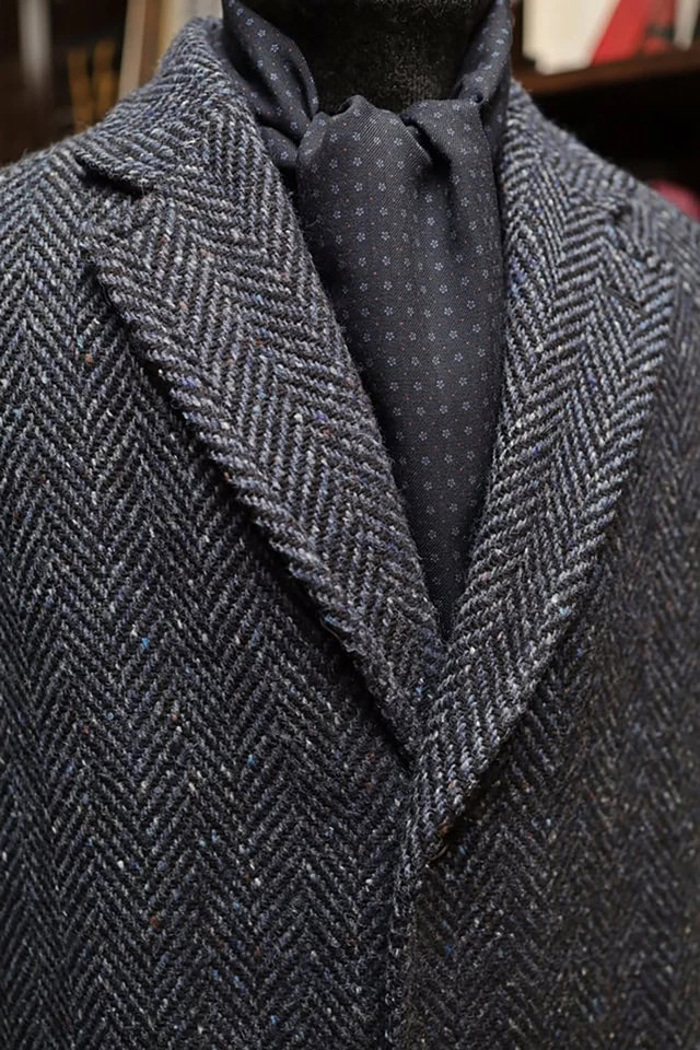 Men’s Overcoat Herringbone Formal Business Tweed Outdoor Warm Casual Long Coat