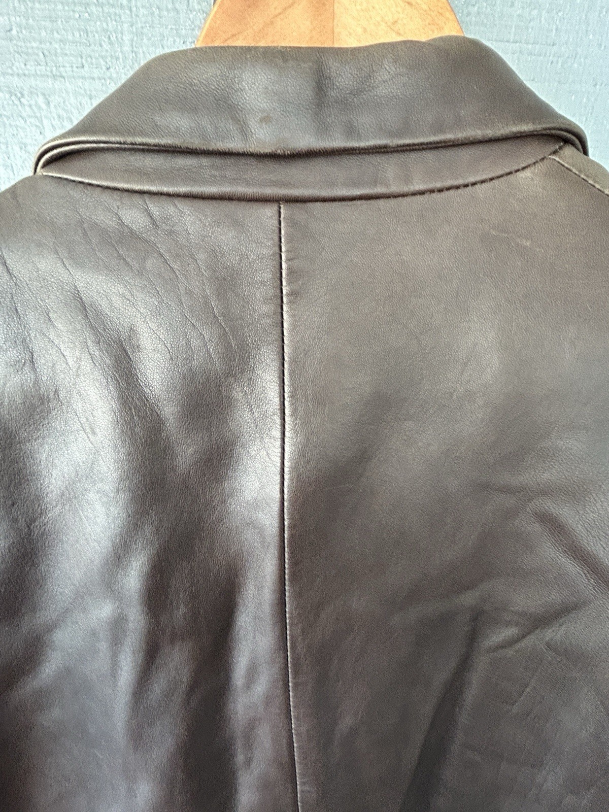 Banana Republic Leather Blazer Jacket Mens Large Brown Two Button