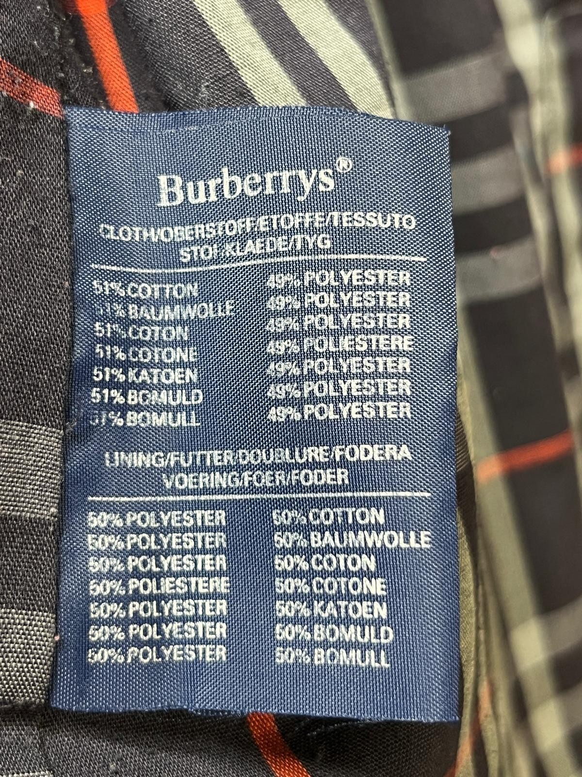 Burberrys Mens Trench Coat Blue 36R Belted Lined Designer Luxury