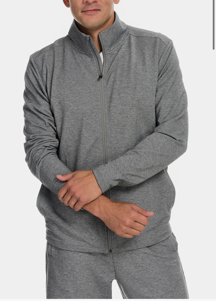 FISHER & BAKER Avon Lounge Zip Up Full Zip Lightweight Jacket Heather Gray SZ SM