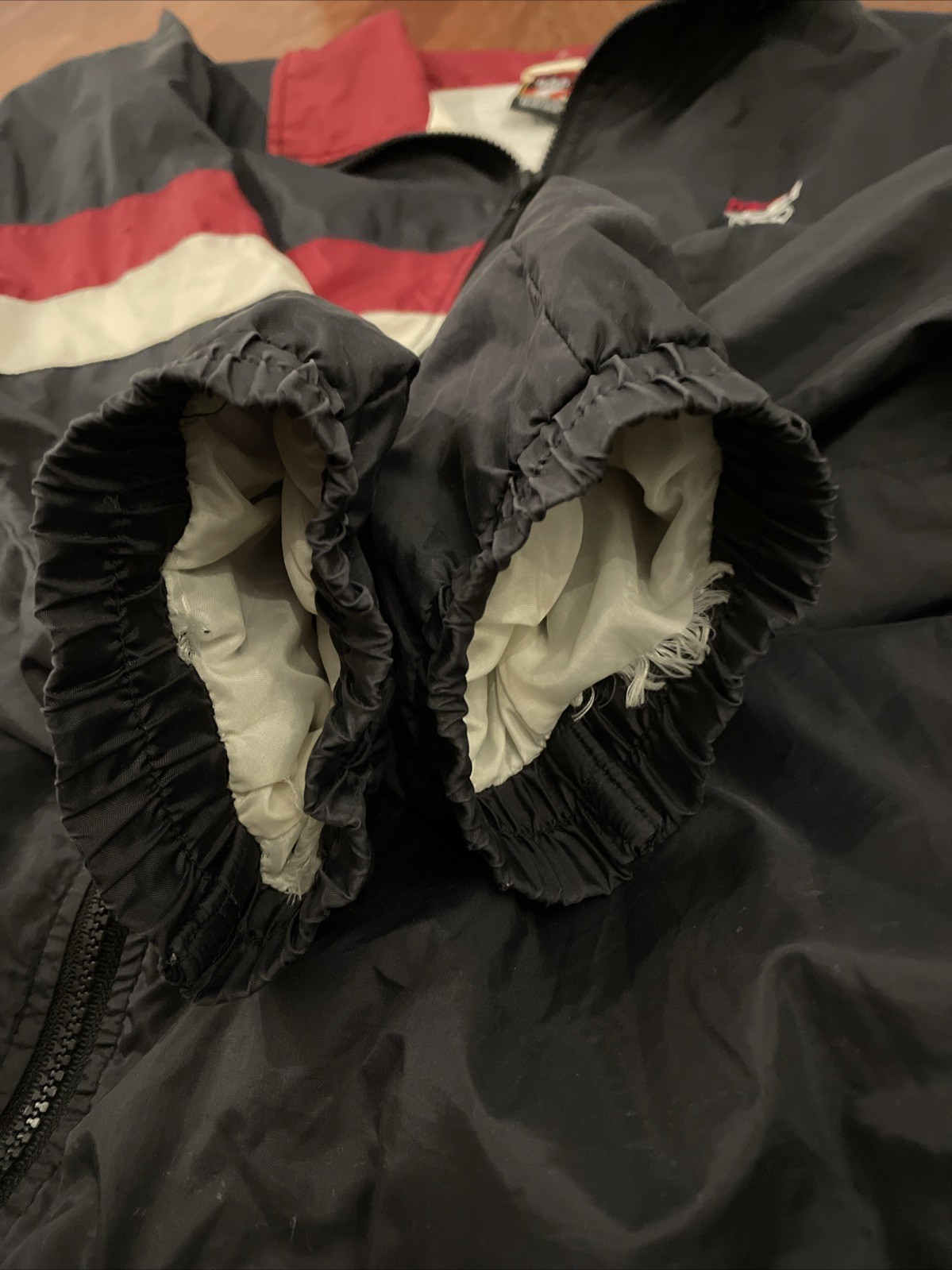 Vintage USA Olympic Jacket Mens Large Black Red White Windbreaker JC Penney 90s