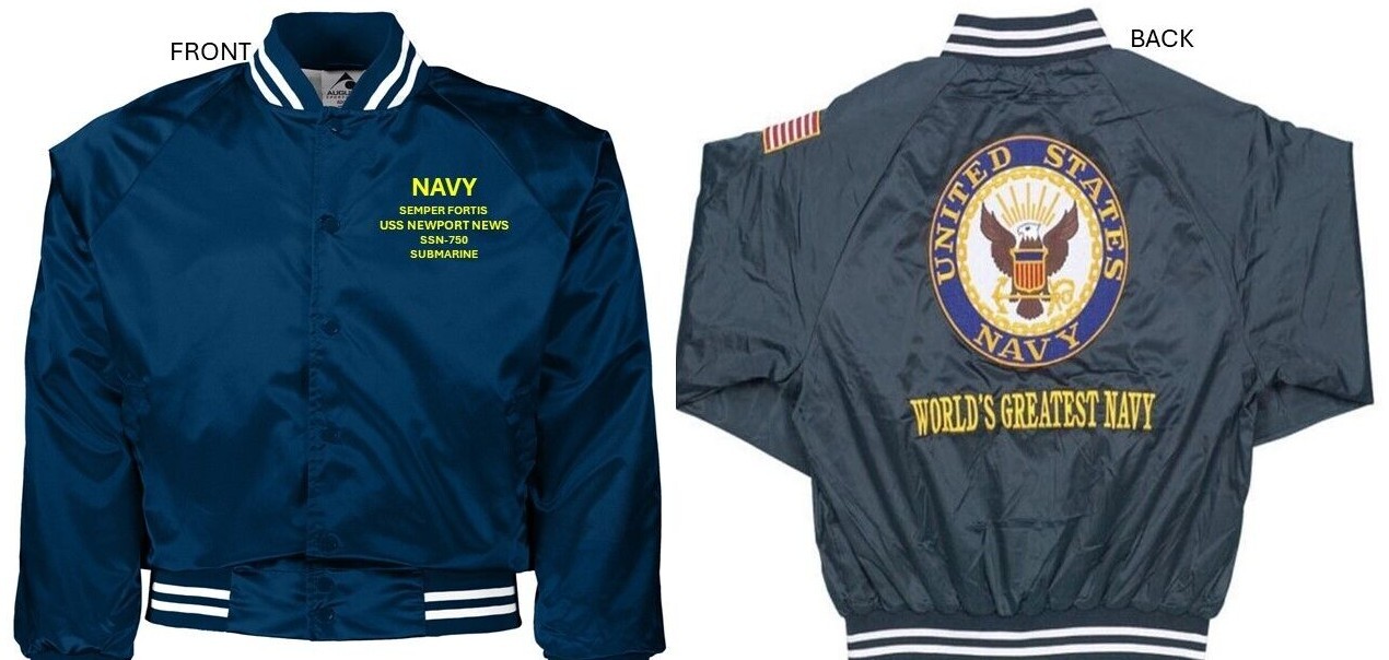 USS CONNECTICUT SSN-22*SUBMARINE*EMBROIDERED SATIN JACKET OFFICIALLY LICENSED