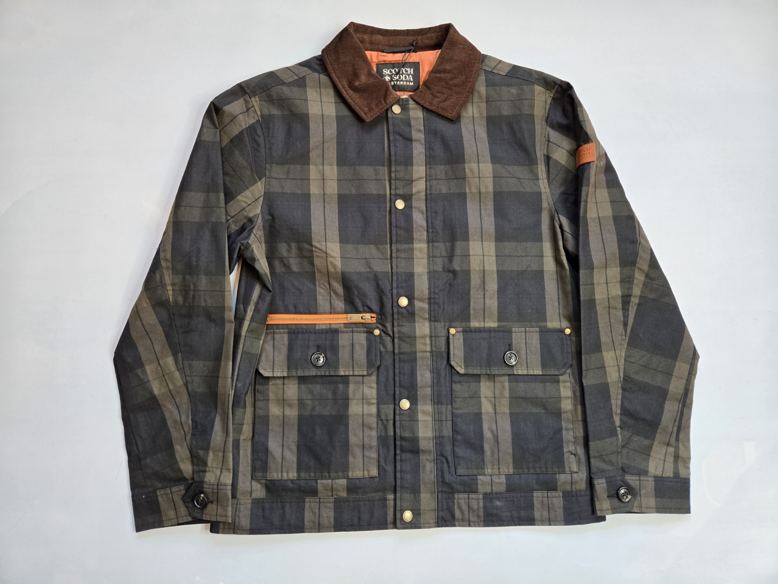 SCOTCH & SODA AMSTERDAM BLACKWATCH CHECK MEN’S COTTON BLEND JACKET SIZE M