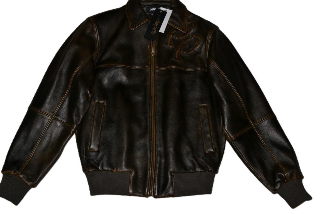 AUTHENTIC PELLE PELLE MEN’S TWO TONE CLASSIC LEATHER JACKET BROWN All Sizes