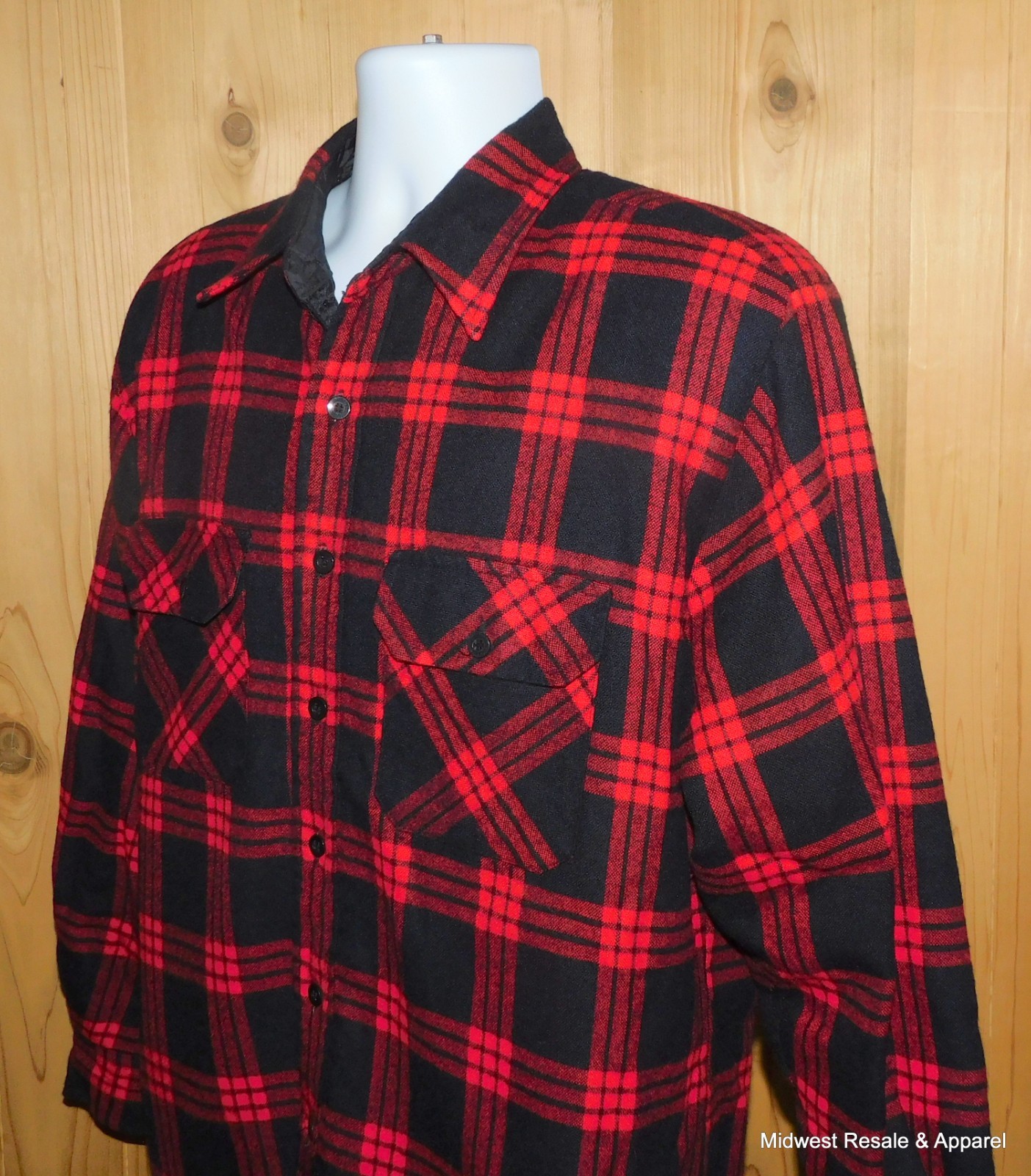 Mens Oakton Quilted Lined Flannel Shacket Red Black Buffalo Plaid Shacket Size L