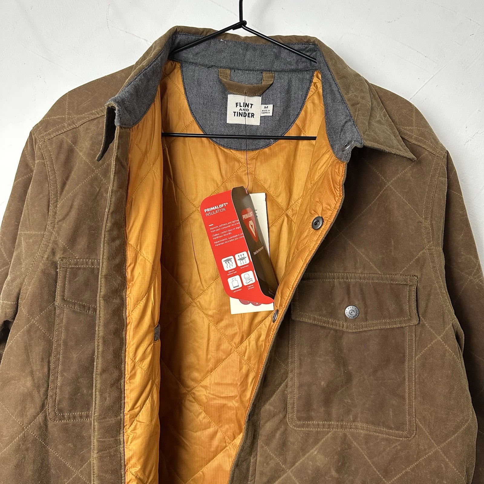Flint And Tinder Quilted Waxed Shirt Jacket Medium Brown Huckberry Brown NWT