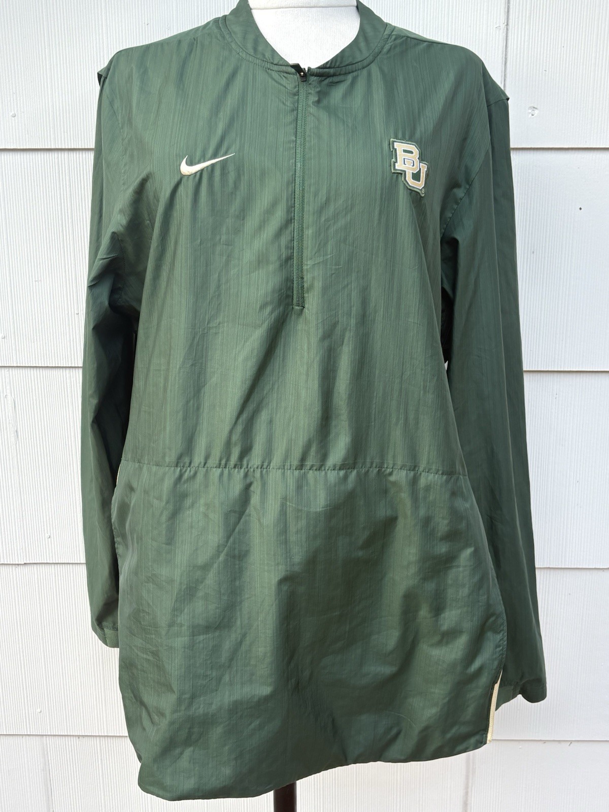 Nike Baylor Bears Mens Lg Green On-field 1/4 Zip Pull Over BU Windbreaker Jacket