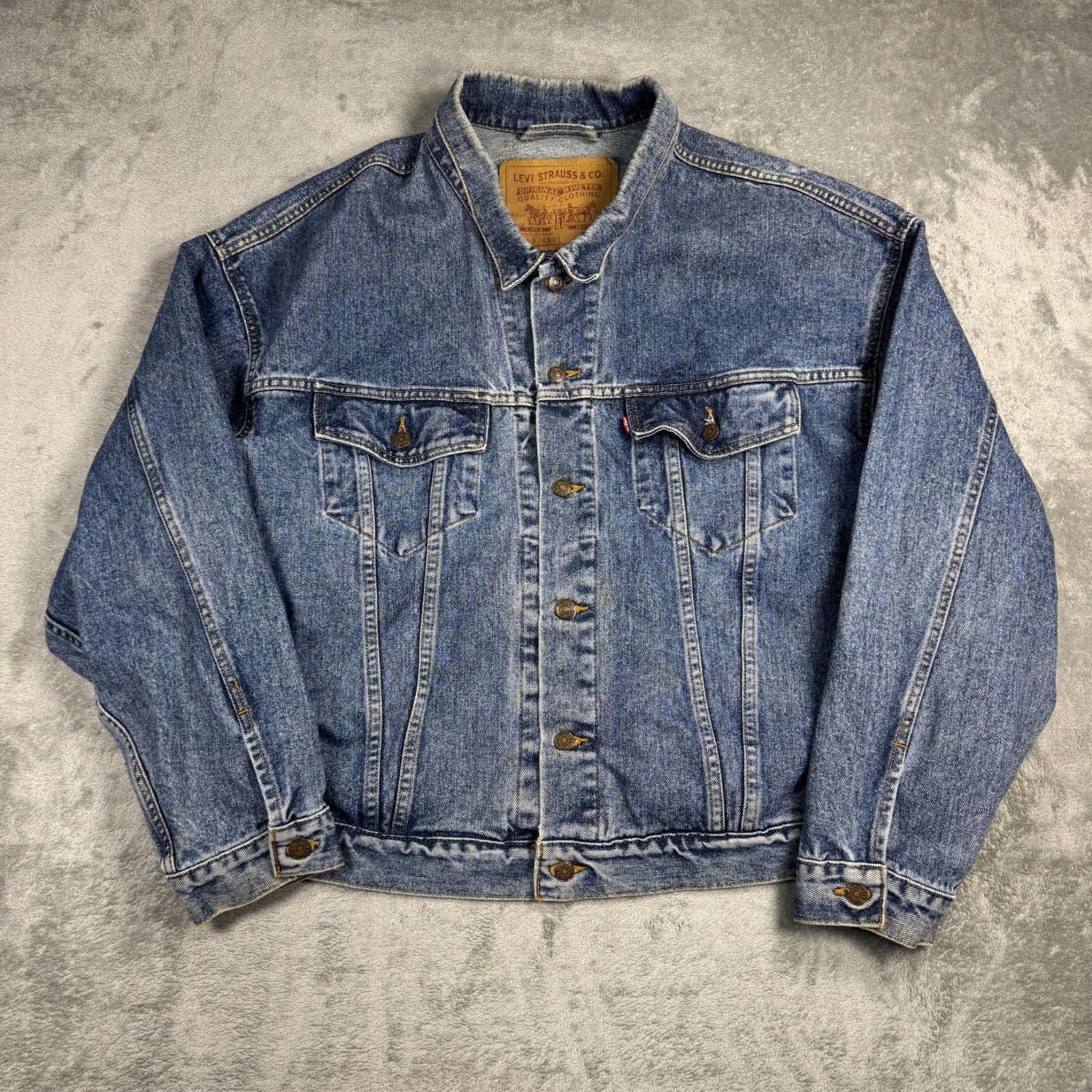 RARE Vintage 90s Levis Embroidered Trucker Jean Jacket 73598-4891 Mens XL Denim