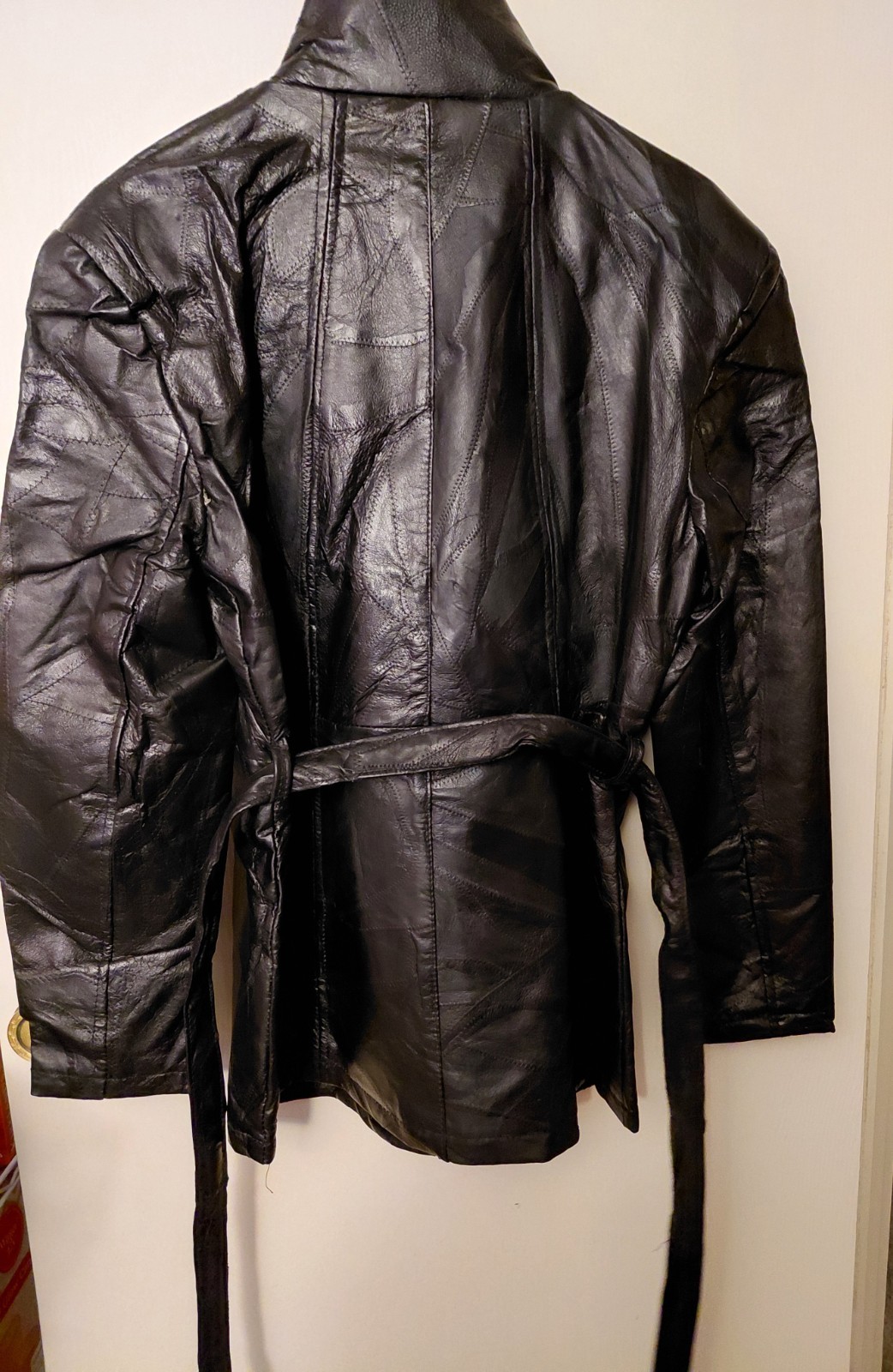 Giovanni Navarre Italian stone Genuine Lambskin Leather black jacket L
