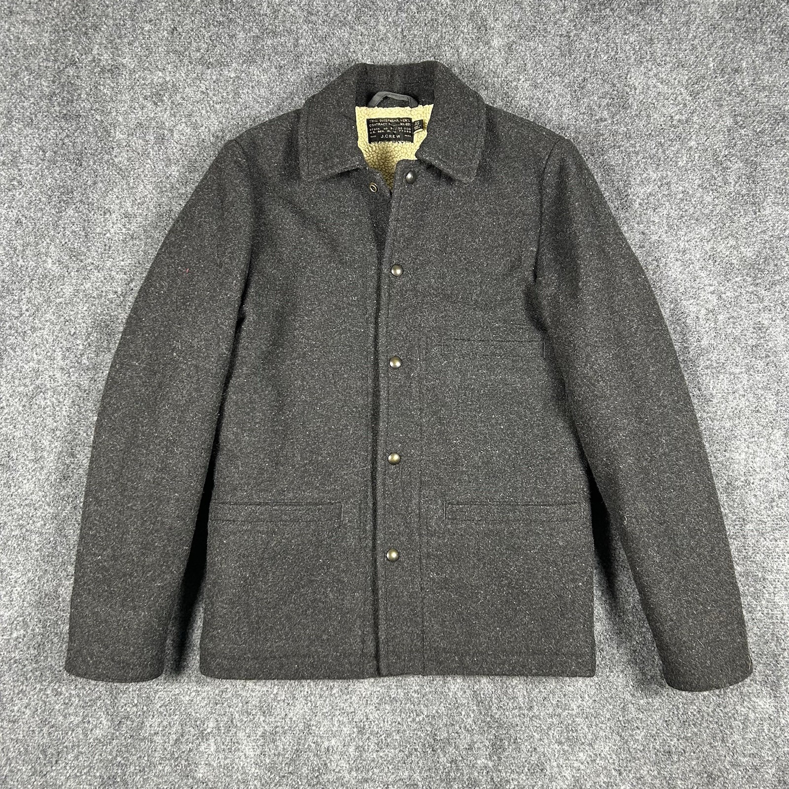 J.CREW Wool Jacket Men’s XS Sherpa Lined Skiff USA Minimalist Quiet Luxury