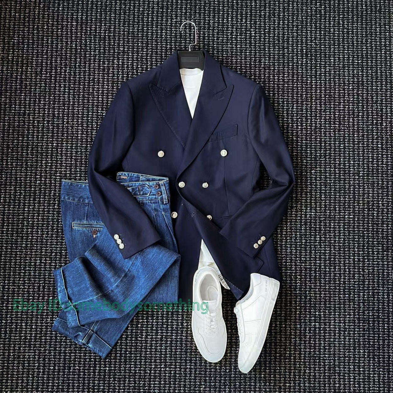 Retro Mens Double Breasted Lapel Collar Suit Jacket Blazer Formal Dress Business