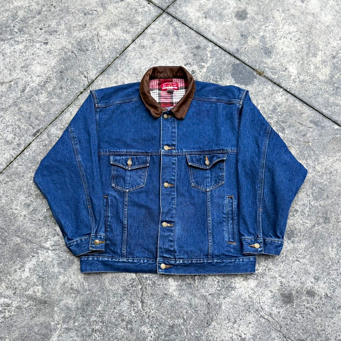 Vintage Marlboro Country Store Denim Jacket W/ Plaid Lining