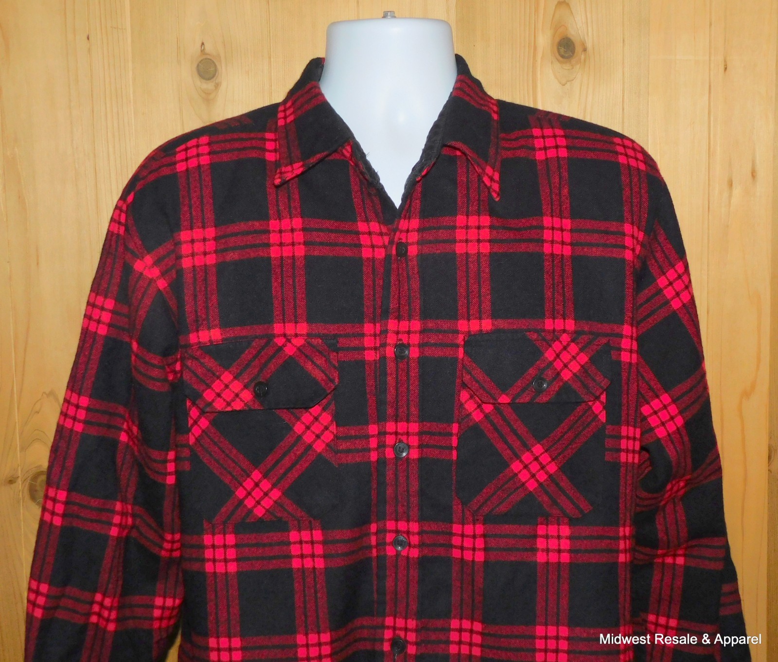 Mens Oakton Quilted Lined Flannel Shacket Red Black Buffalo Plaid Shacket Size L