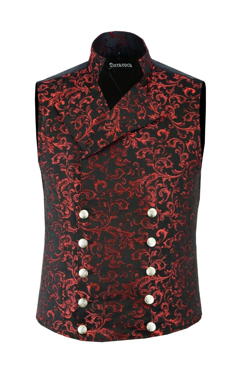 Men’s Brocade Double-Breasted Vest Waistcoat Gothic Aristocrat Steampunk