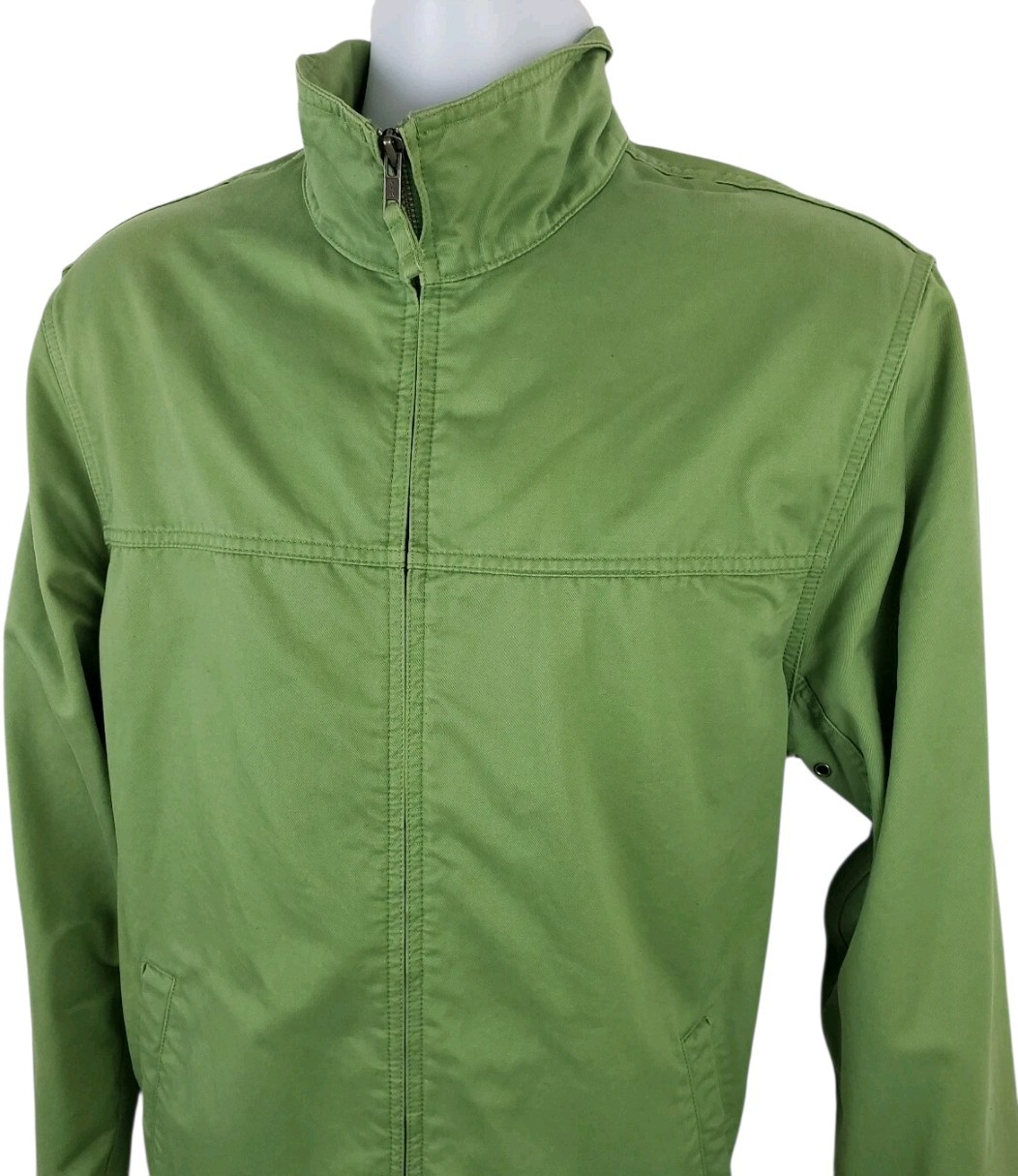 Lands End Jacket Mens M Green Cotton Full Zip Lightweight Casual