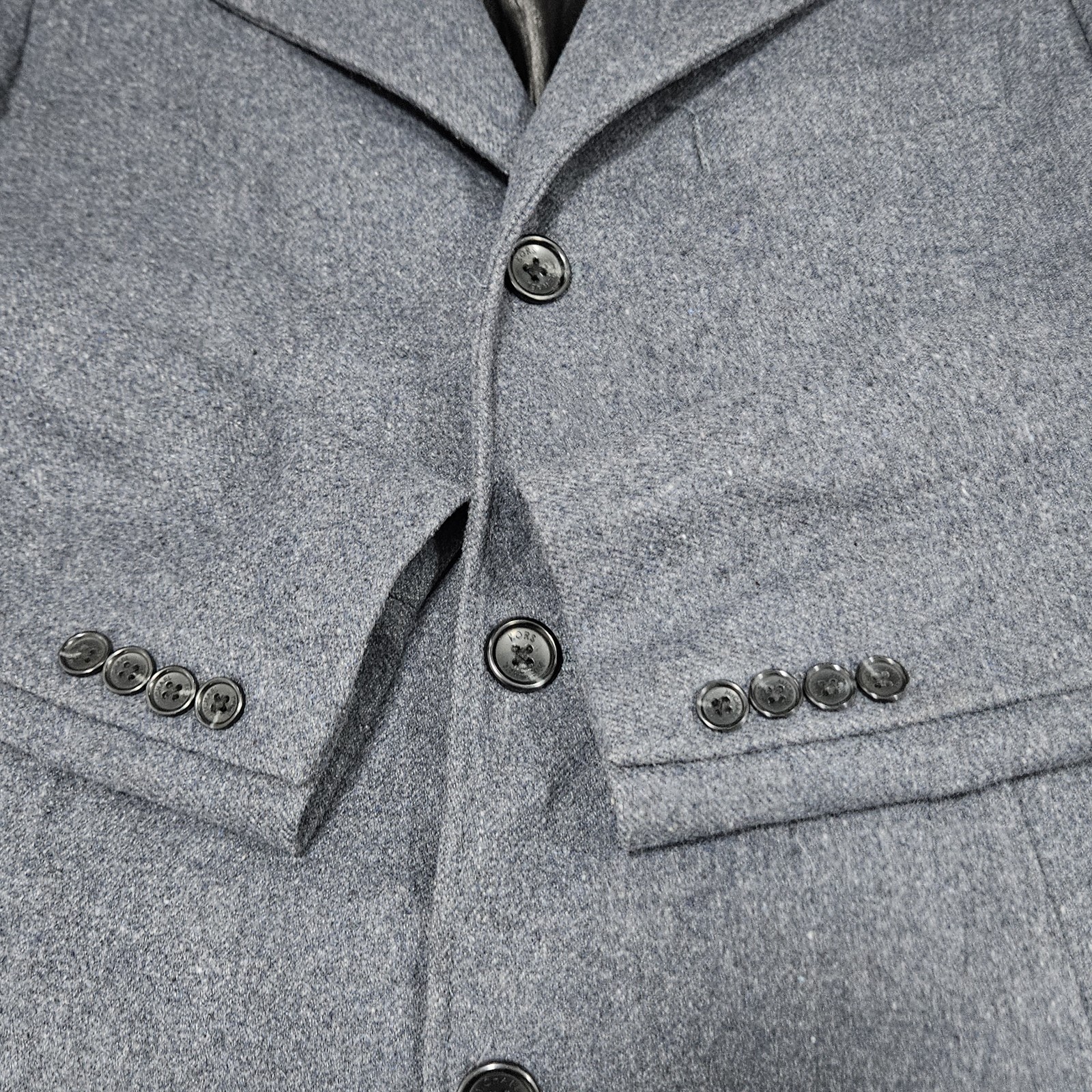 Michael Kors Grey Wool Blend Buttoned Notch Lapel Inner Pockets Over Coat 40R