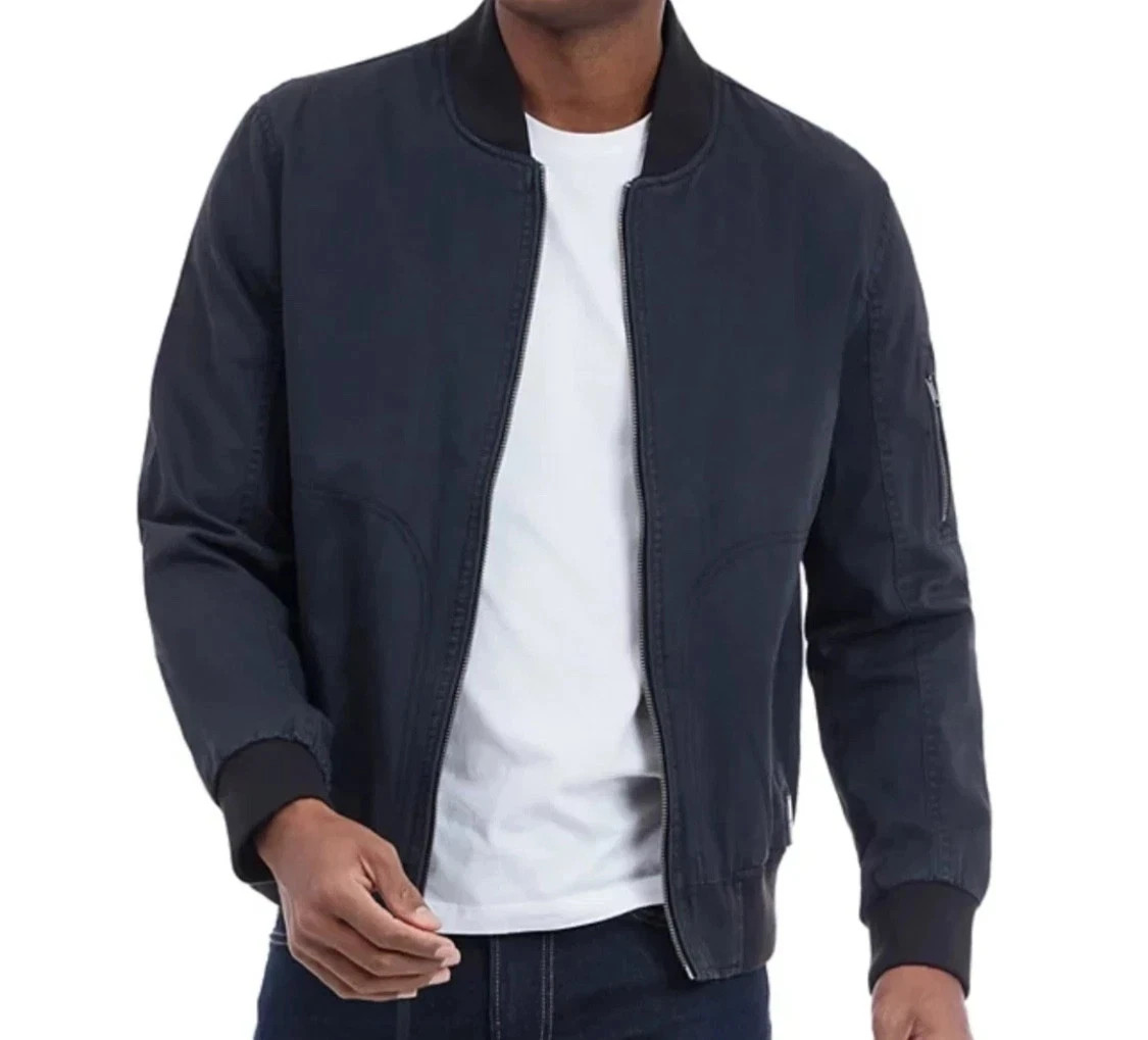 NEW Lucky Brand Men’s Full Zip Pockets Bomber Jacket, Blue, Size XXL