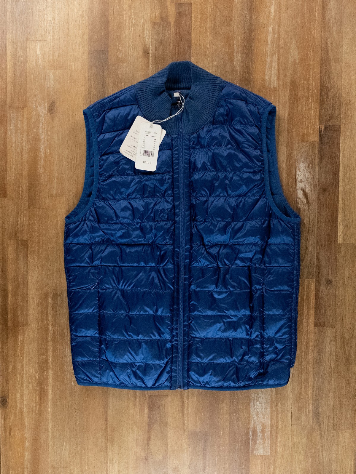 (NO CUSTOMS TAX) FALCONERI blue reversible cashmere & nylon vest Size Medium