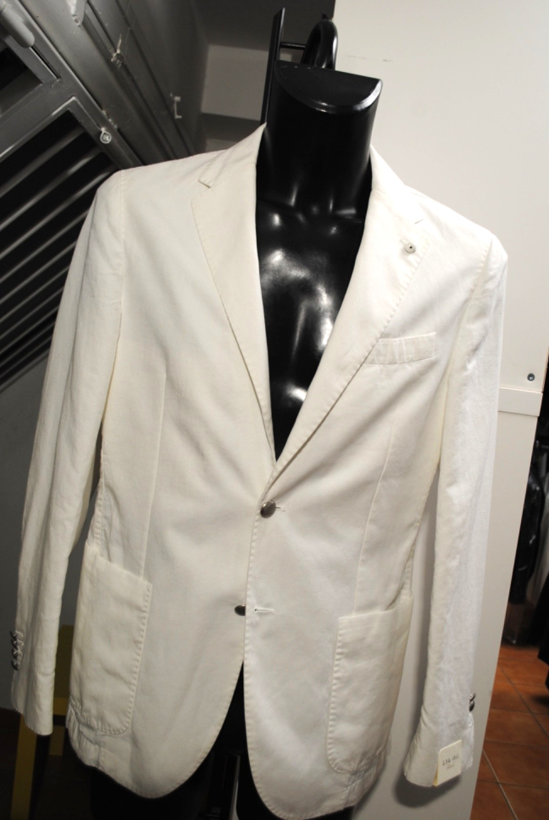 L.B.M. LUIGI BIANCHI MANTOVA JACKET SIZE 48 493.00 COTTON + LINEN + LYOCELL CARD