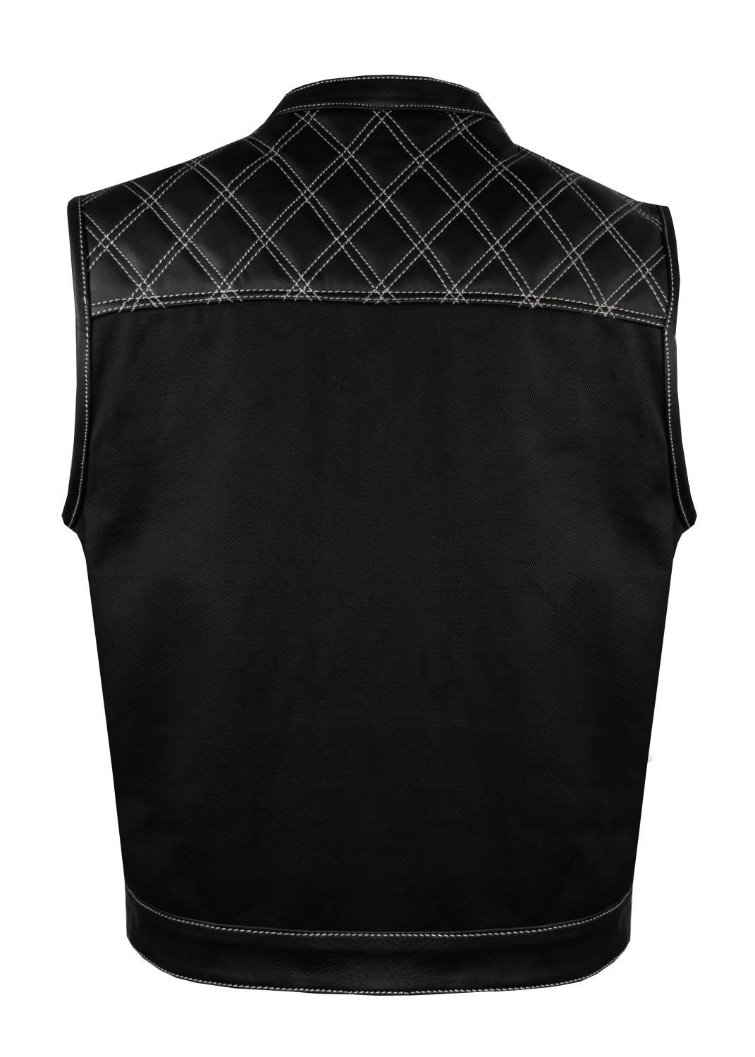 Men’s SOA Denim & Leather Vest Club Concealed Carry Gun Pockets Multicolor
