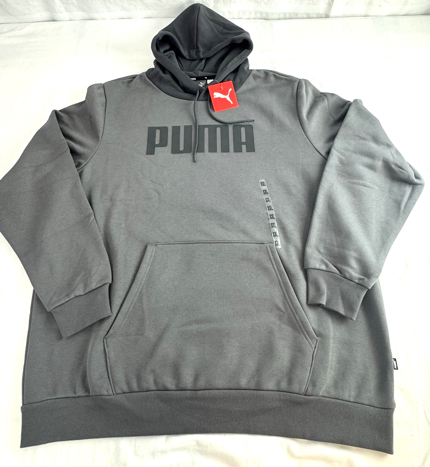 Puma Color Gray Block Logo Pullover Hoodie Men’s Size XXL Casual Sweatshirt