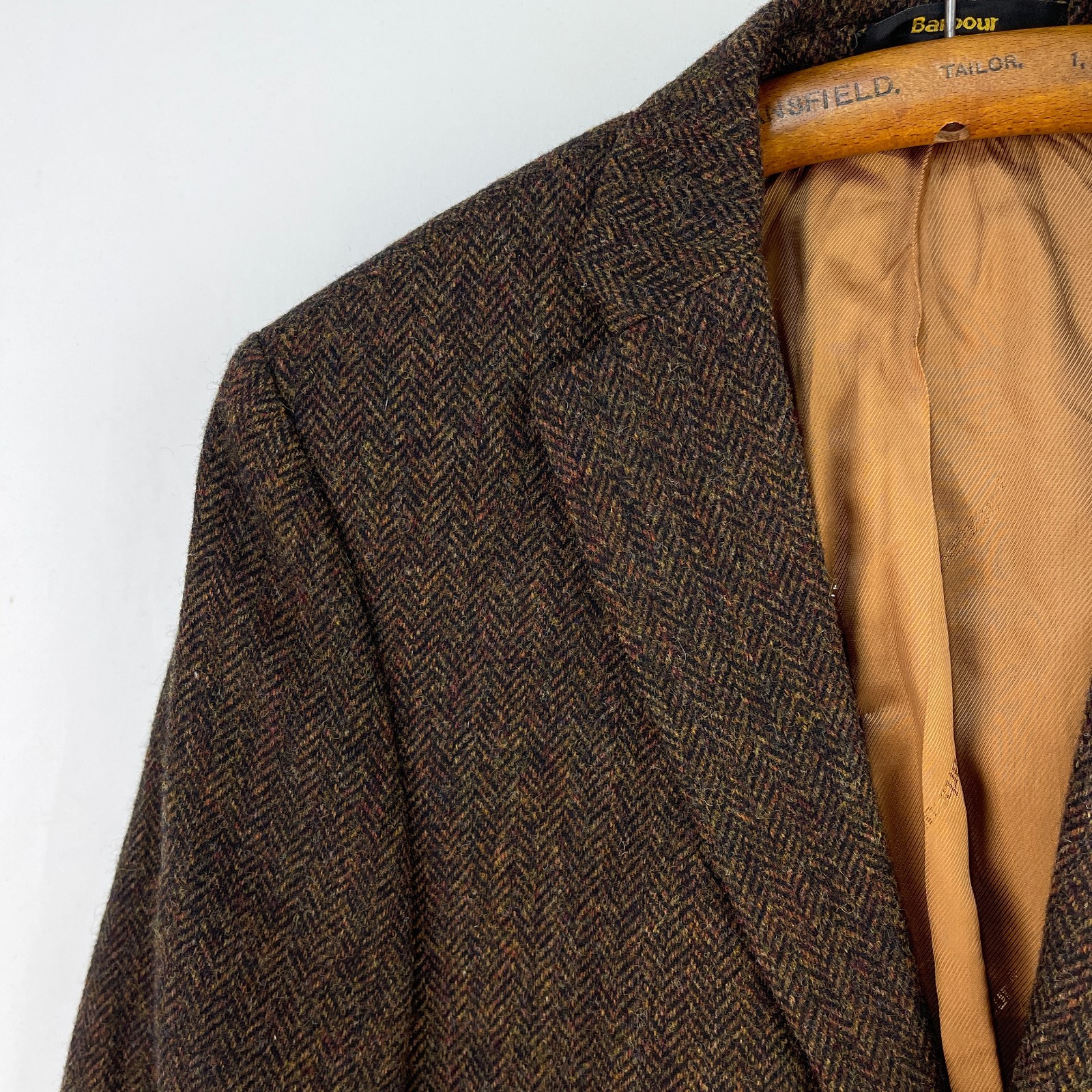 Barbour Tweed Blazer Mens UK 38R Brown Valley Mallalieus Wool Country Jacket