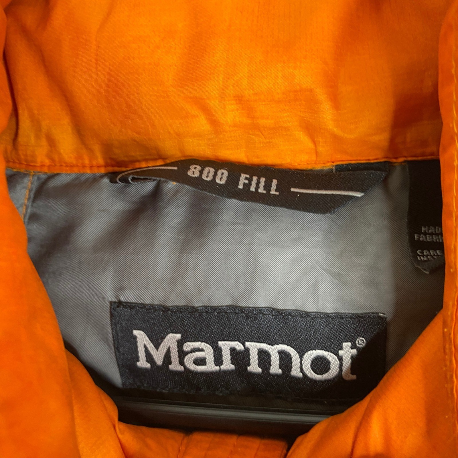 Marmot Zeus 800 Fill Down Puffer Jacket Mens Medium Orange Full Zip 72740 2012