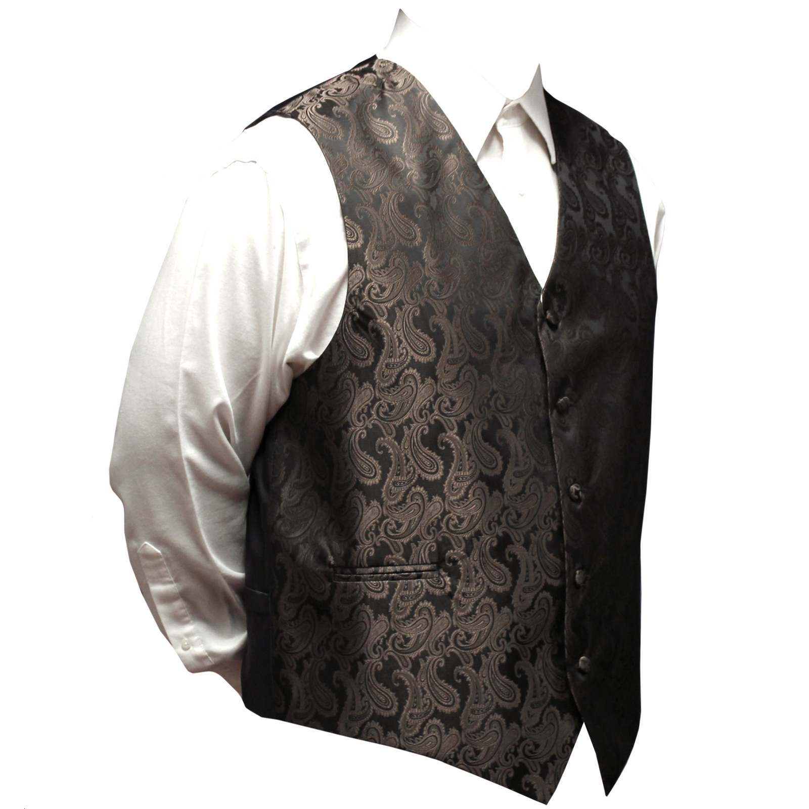 BROWN XS to 6XL Paisley Tuxedo Suit Dress Vest Waistcoat & Bow tie Wedding